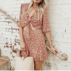 Lulu’s NWOT Terra Cotta Floral Two-Piece Dress